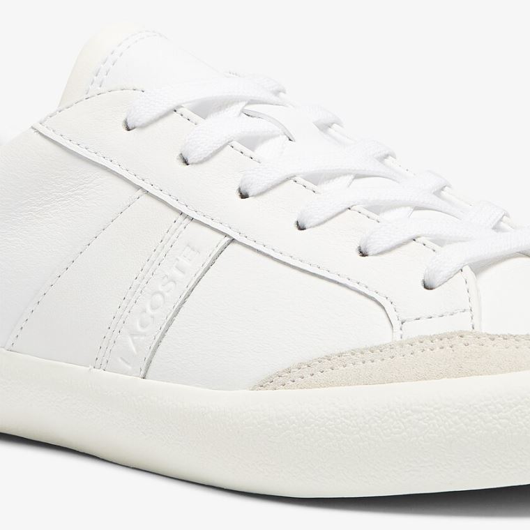 Lacoste Coupole Læder Textured Sneakers Hvide Grå | 2EwHlTAP