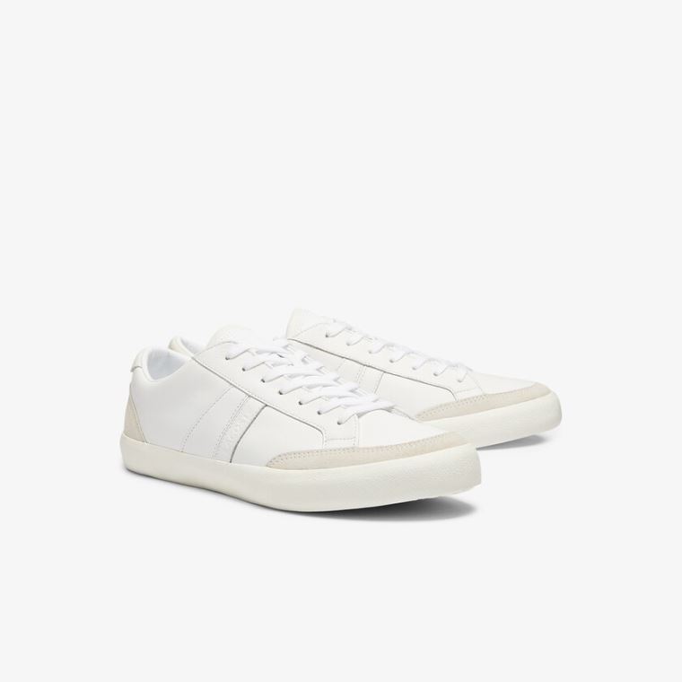 Lacoste Coupole Læder and Ruskind Sneakers Hvide Grå | JN6CsjEb