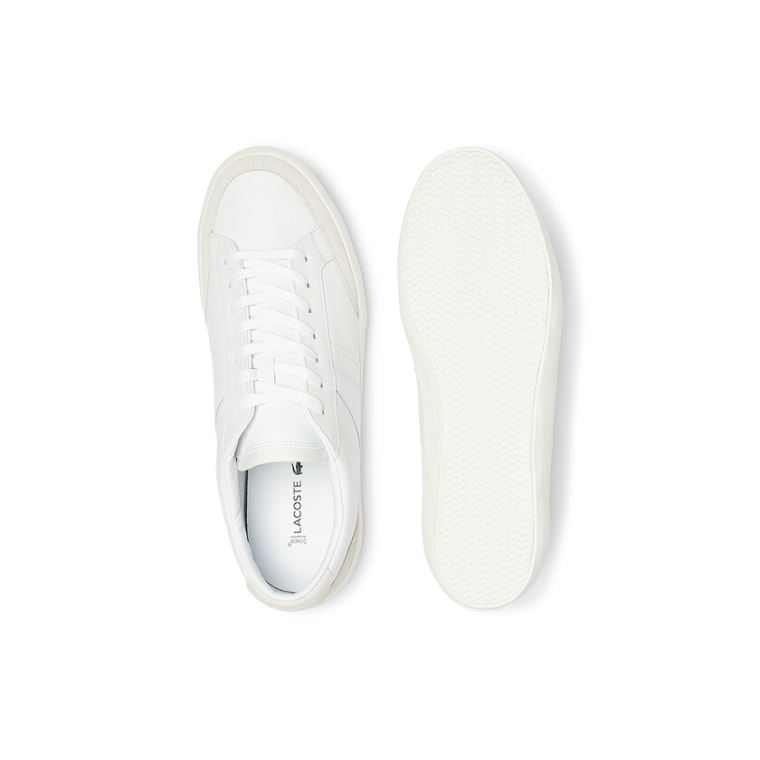 Lacoste Coupole Læder and Ruskind Sneakers Hvide Grå | JN6CsjEb