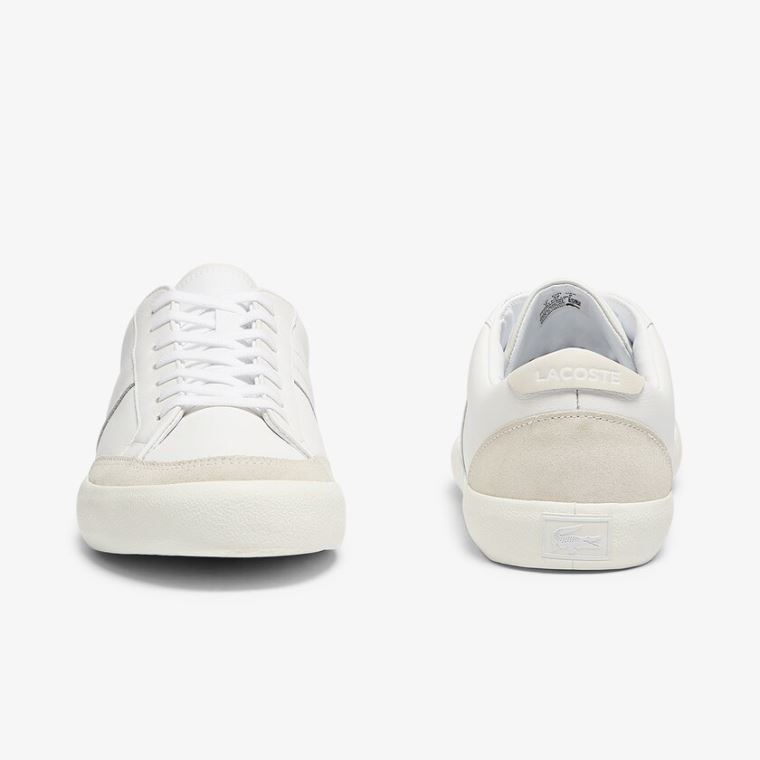 Lacoste Coupole Læder and Ruskind Sneakers Hvide Grå | JN6CsjEb