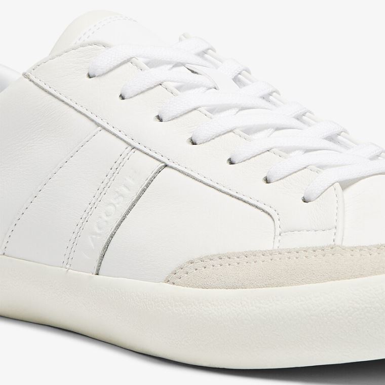 Lacoste Coupole Læder and Ruskind Sneakers Hvide Grå | JN6CsjEb