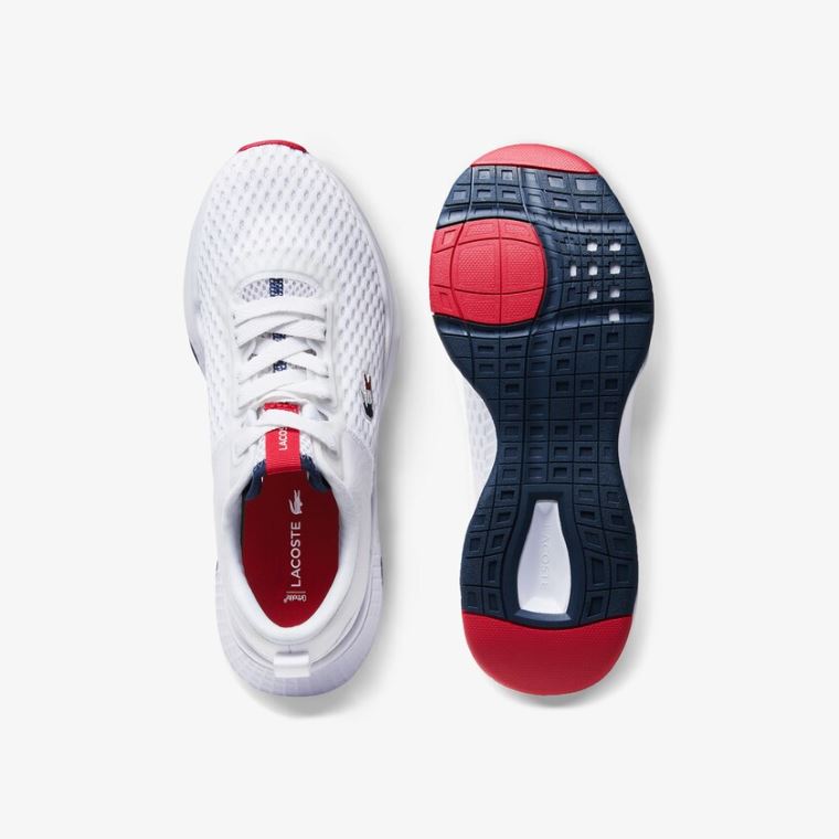 Lacoste Court-Drive Tricolour Tekstil Sneakers Hvide Mørkeblå Rød | Sr0GhGWn