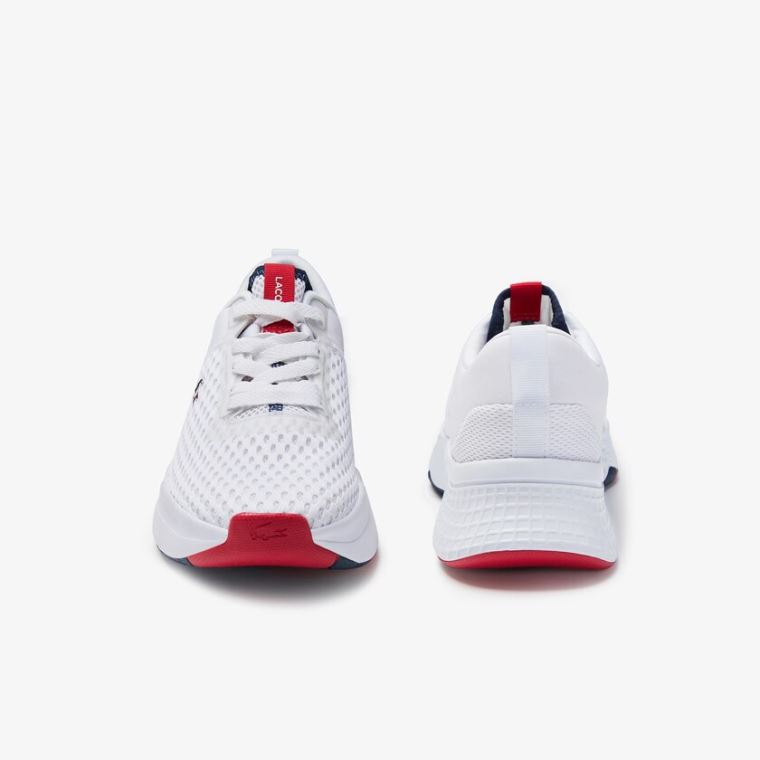 Lacoste Court-Drive Tricolour Tekstil Sneakers Hvide Mørkeblå Rød | Sr0GhGWn