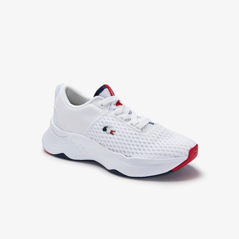 Lacoste Court-Drive Tricolour Tekstil Sneakers Hvide Mørkeblå Rød | Sr0GhGWn