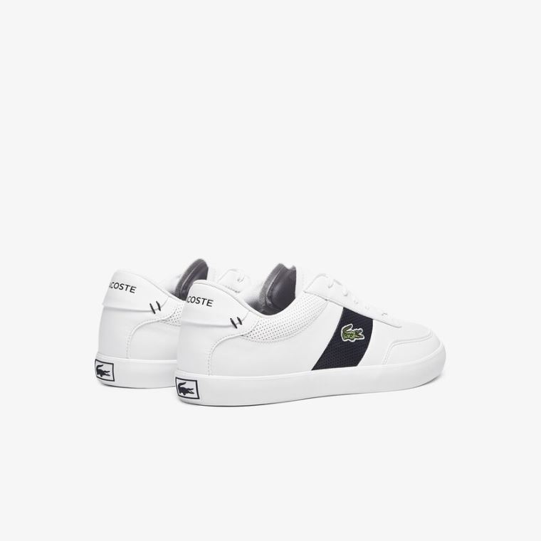 Lacoste Court-Master Læder and Syntetisk Perforated Sneakers Hvide Mørkeblå | wjVaRTXc