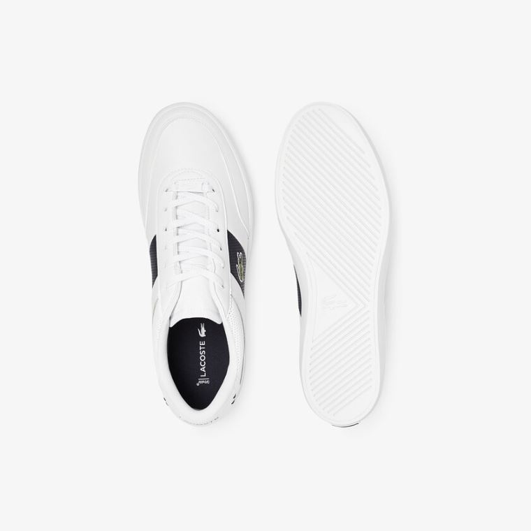 Lacoste Court-Master Læder and Syntetisk Perforated Sneakers Hvide Mørkeblå | wjVaRTXc