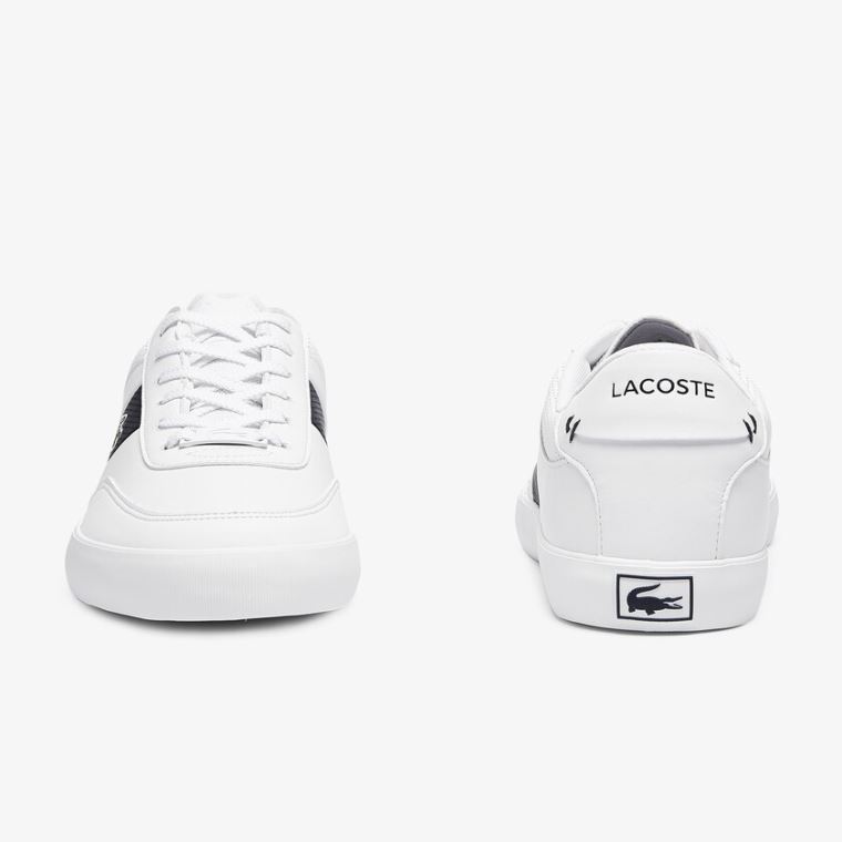 Lacoste Court-Master Læder and Syntetisk Perforated Sneakers Hvide Mørkeblå | wjVaRTXc