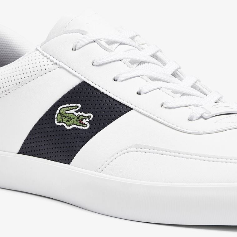 Lacoste Court-Master Læder and Syntetisk Perforated Sneakers Hvide Mørkeblå | wjVaRTXc