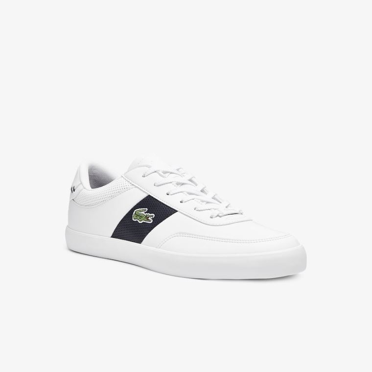 Lacoste Court-Master Læder and Syntetisk Perforated Sneakers Hvide Mørkeblå | wjVaRTXc