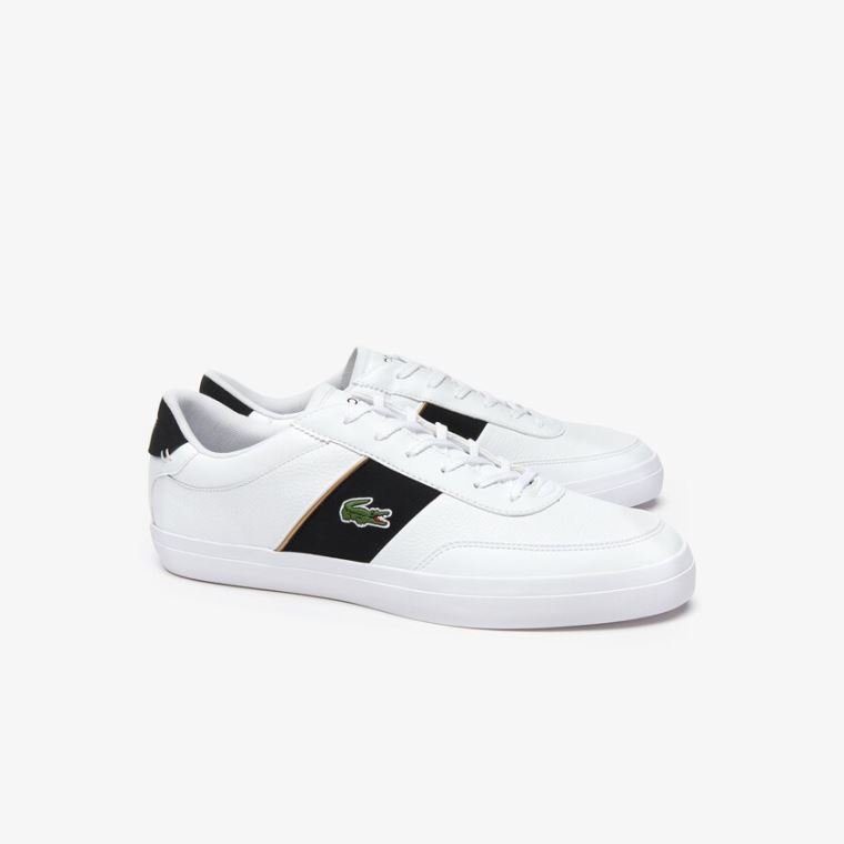 Lacoste Court-Master Tumbled Læder Sneakers Hvide Sort | JwPiZt9e