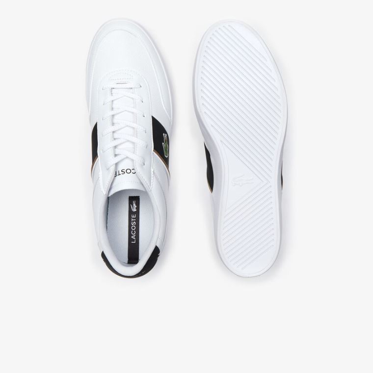 Lacoste Court-Master Tumbled Læder Sneakers Hvide Sort | JwPiZt9e