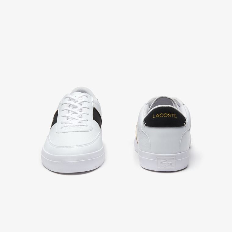 Lacoste Court-Master Tumbled Læder Sneakers Hvide Sort | JwPiZt9e