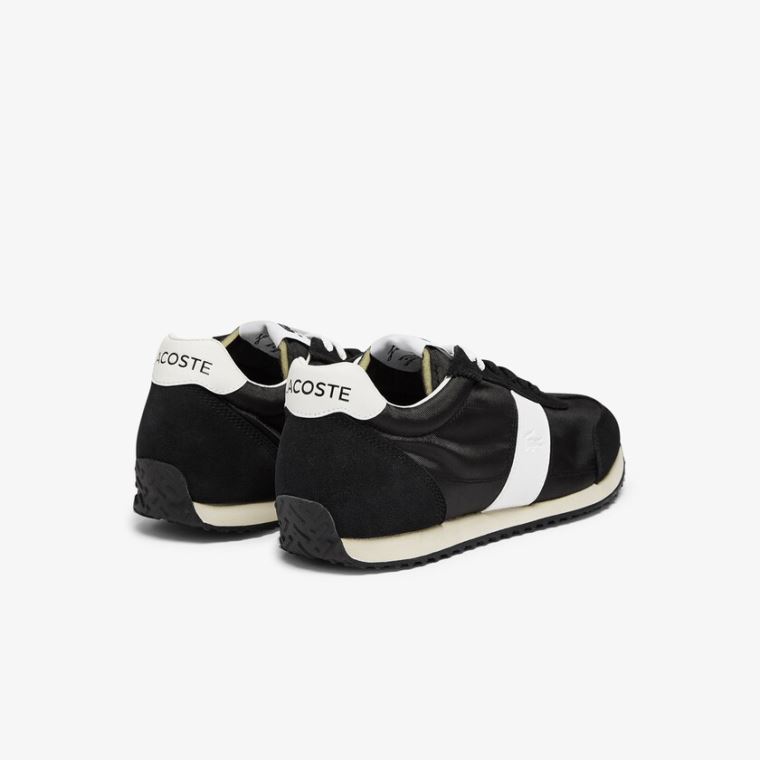 Lacoste Court Pace Tekstil and Ruskind Sneakers Sort Grå | kGvdXSW0