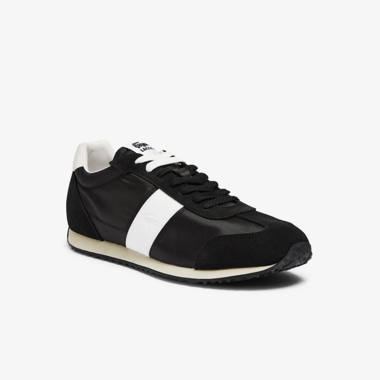 Lacoste Court Pace Tekstil and Ruskind Sneakers Sort Grå | kGvdXSW0