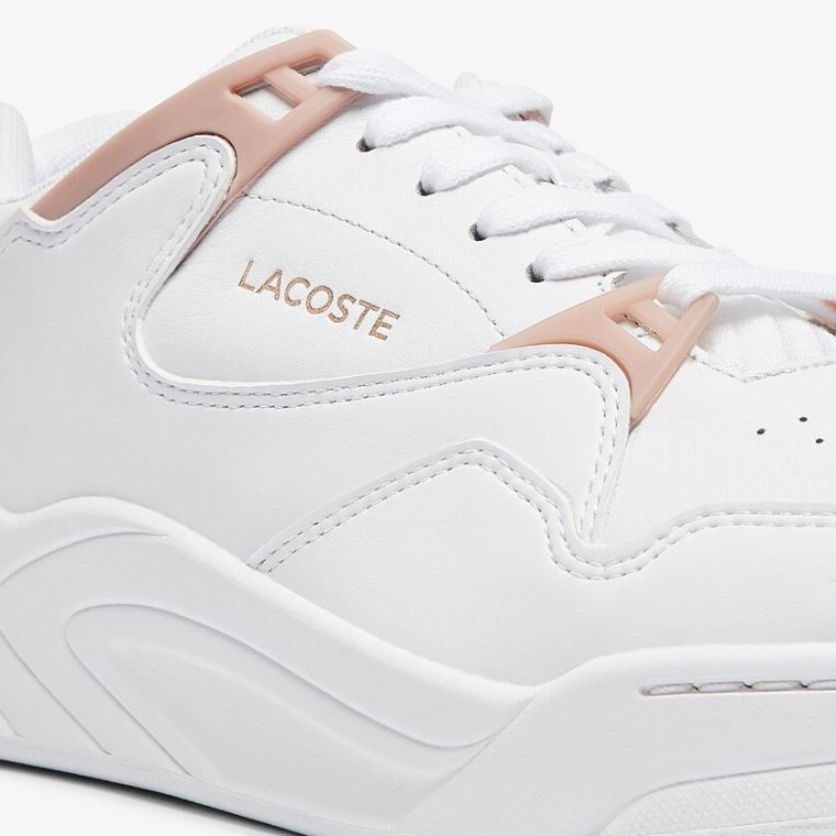 Lacoste Court Slam Læder Sneakers Hvide Lyserød | ynuJCwIf