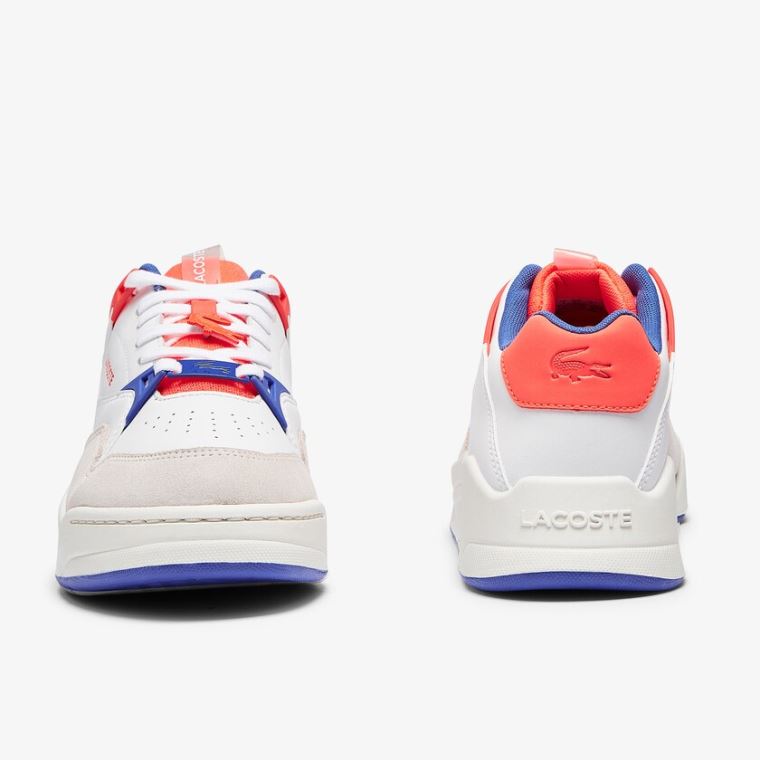 Lacoste Court Slam Syntetisk and Læder Sneakers Hvide Koral | QPCGkEHB