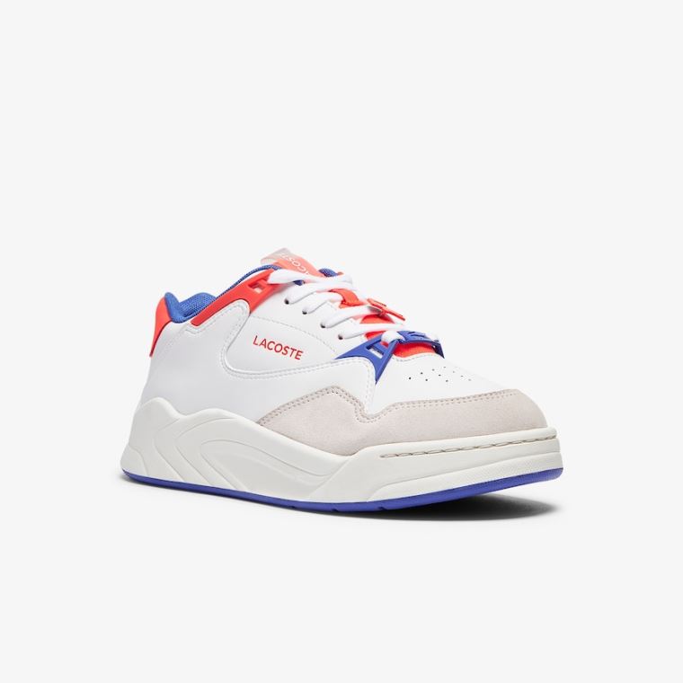 Lacoste Court Slam Syntetisk and Læder Sneakers Hvide Koral | QPCGkEHB