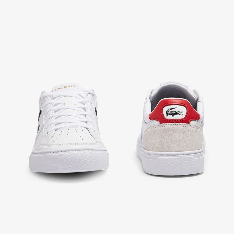 Lacoste Courtline Læder and Tekstil Sneakers Hvide Beige | Qj9ytf5s