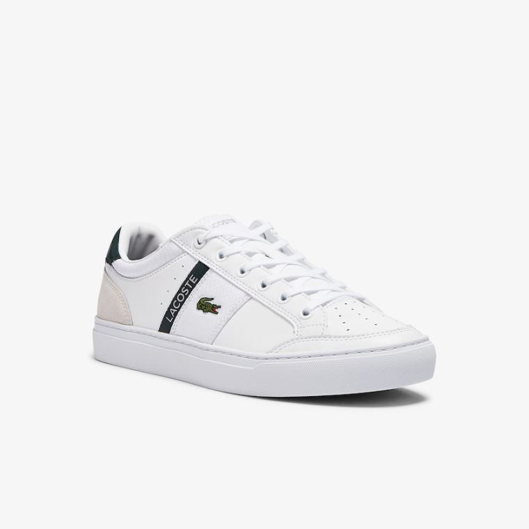 Lacoste Courtline Læder and Tekstil Sneakers Hvide | csBFT3I8