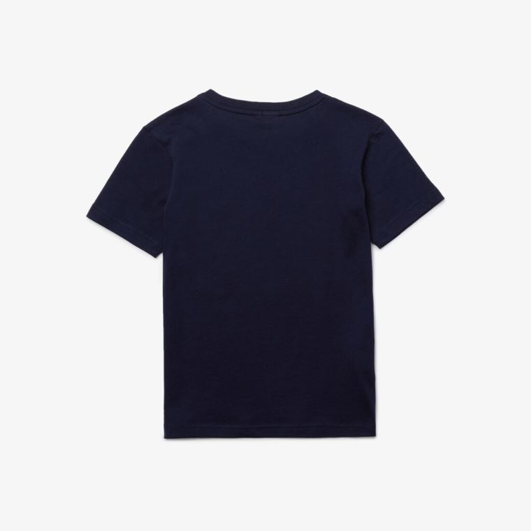 Lacoste Crew Neck Bomulds Jersey T-shirt Mørkeblå Blå | 00dvFqG4