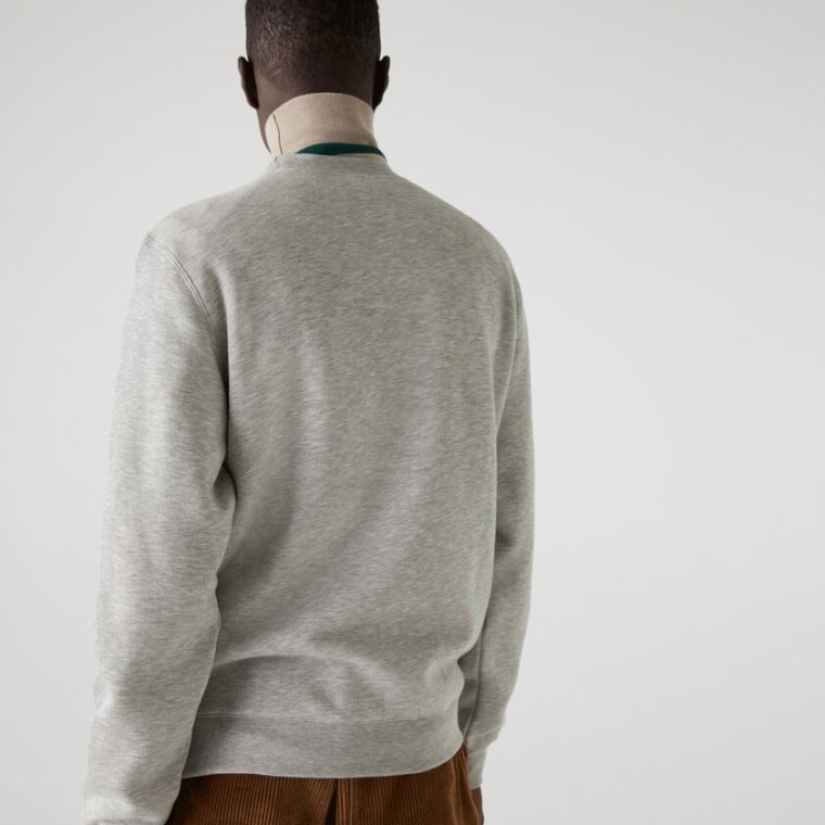 Lacoste Crew Neck Flecked Fleece Sweatshirt Grå | 9WeyiVWS