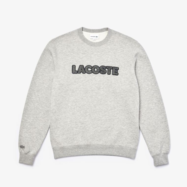 Lacoste Crew Neck Flecked Fleece Sweatshirt Grå | 9WeyiVWS