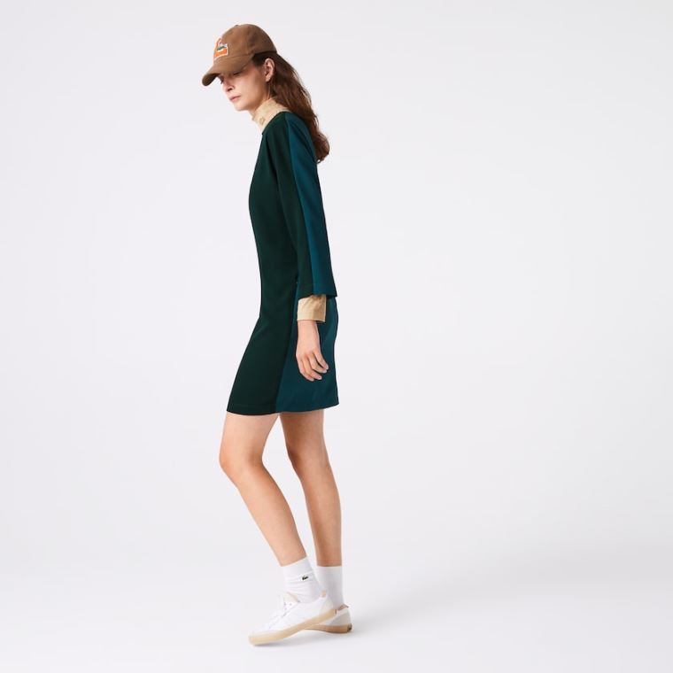 Lacoste Crew Neck Flowy Kjole Grøn | aGHgHSyv