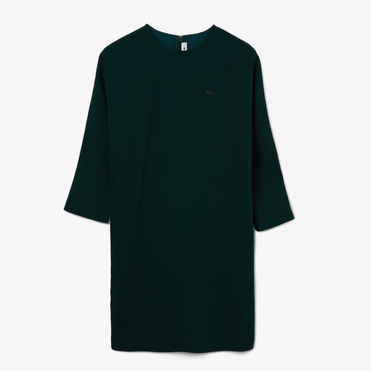 Lacoste Crew Neck Flowy Kjole Grøn | aGHgHSyv