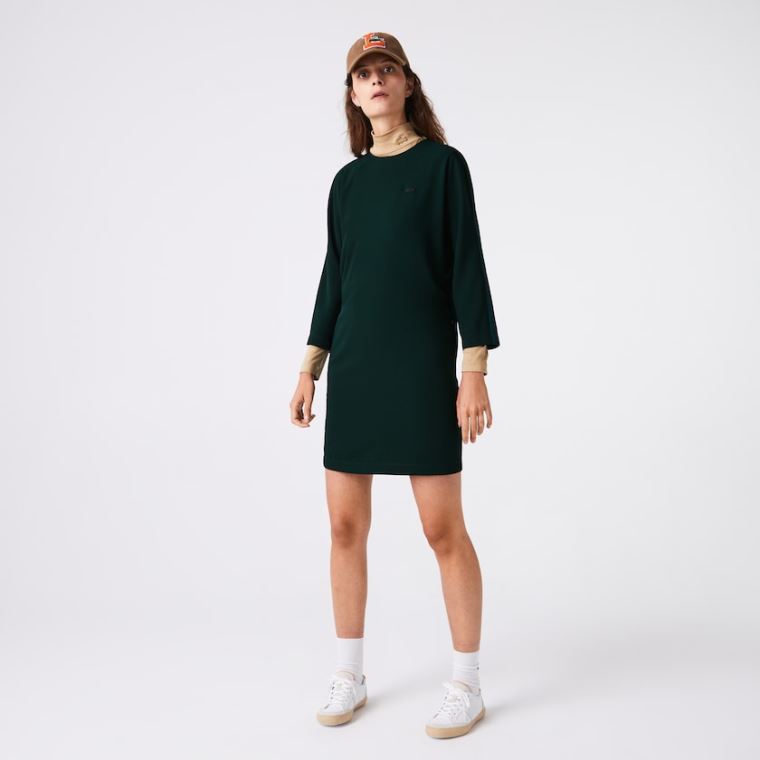 Lacoste Crew Neck Flowy Kjole Grøn | aGHgHSyv