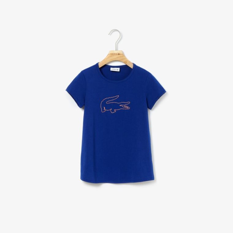 Lacoste Crew Neck Jersey T-shirt Mørkeblå Blå | 5UV4pAL7