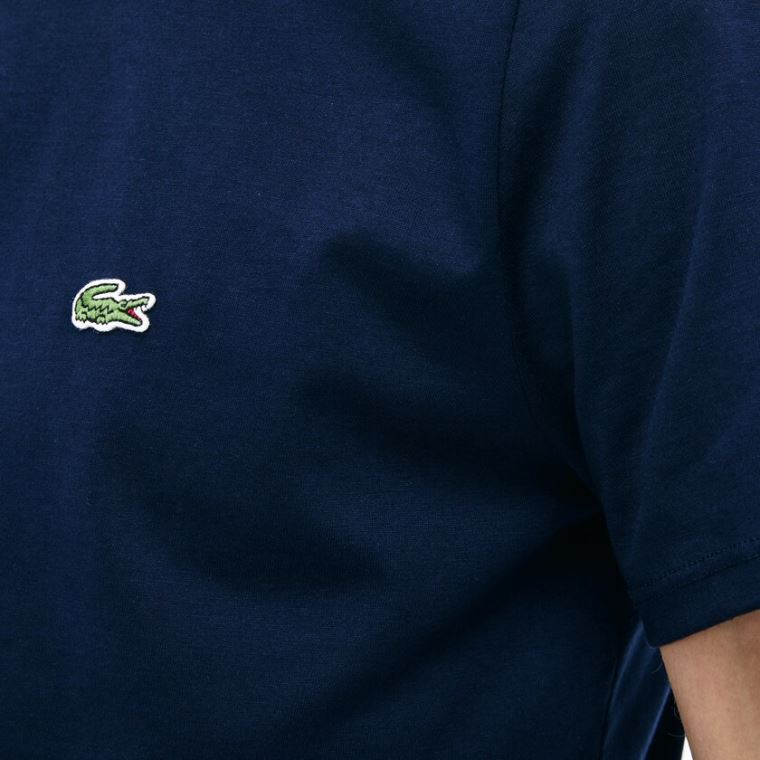 Lacoste Crew Neck Pima Bomulds Jersey T-shirt Mørkeblå Blå | zf888fYa