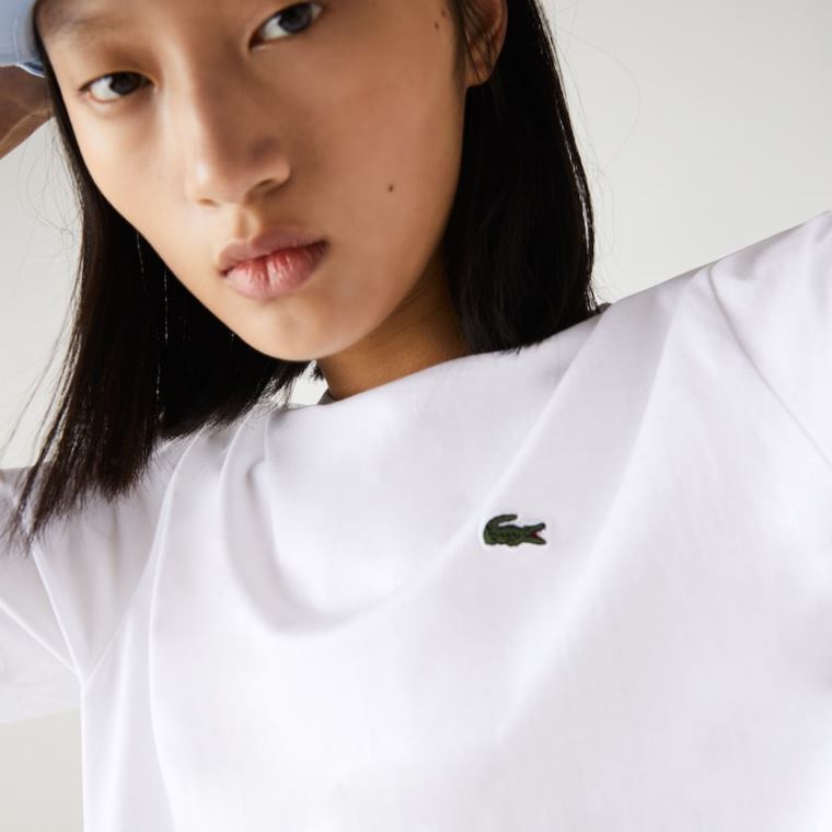 Lacoste Crew Neck Premium Bomulds T-shirt Hvide | YXHt04ZW