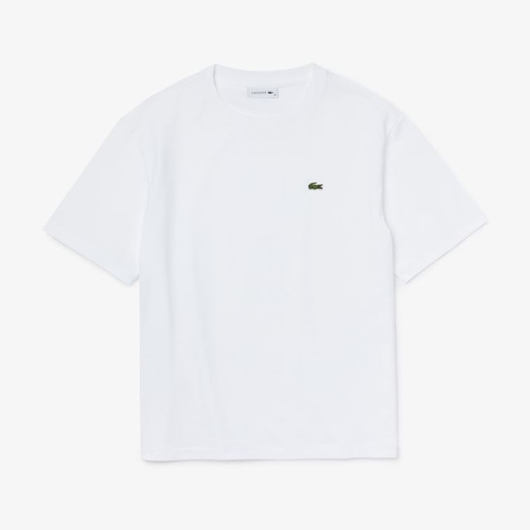 Lacoste Crew Neck Premium Bomulds T-shirt Hvide | YXHt04ZW