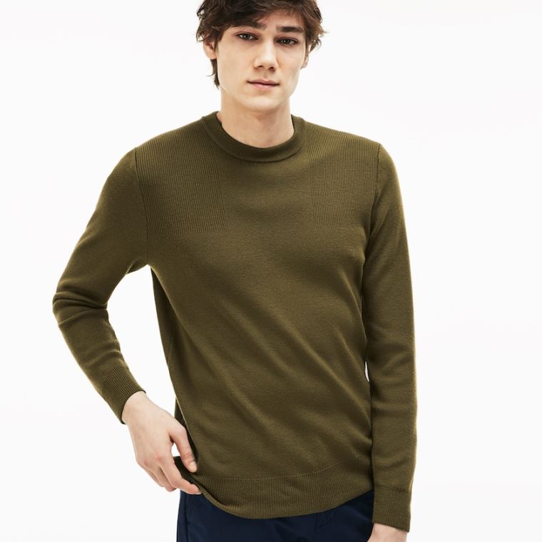 Lacoste Crew Neck Technical Knit Sweater Beige | 2MSlvwCH