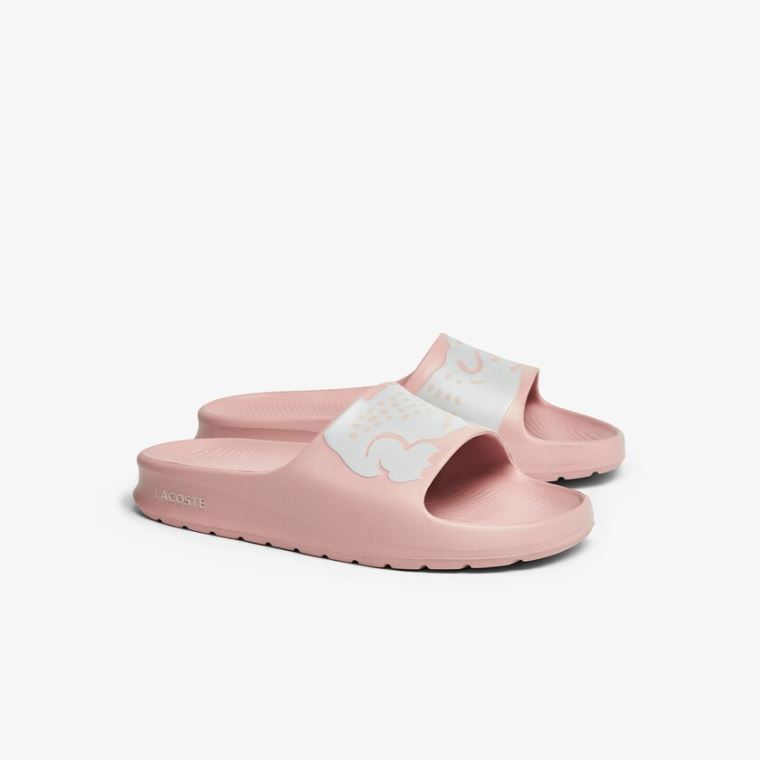 Lacoste Croco 2.0 Syntetisk Print Slides Lyselyserød Hvide | Fl0p7IEz