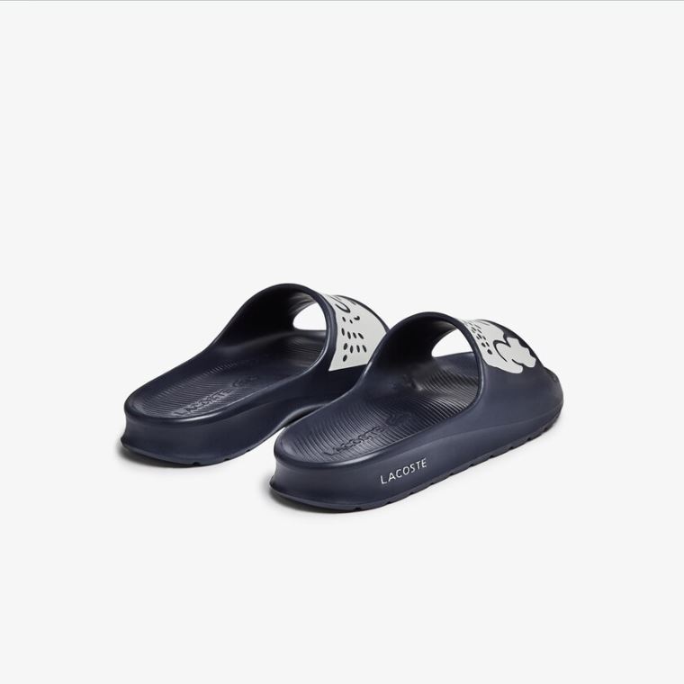 Lacoste Croco 2.0 Syntetisk Print Slides Mørkeblå Hvide | e6juDE4g