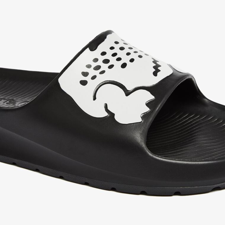 Lacoste Croco 2.0 Syntetisk Print Slides Sort Hvide | fnNDzrY7