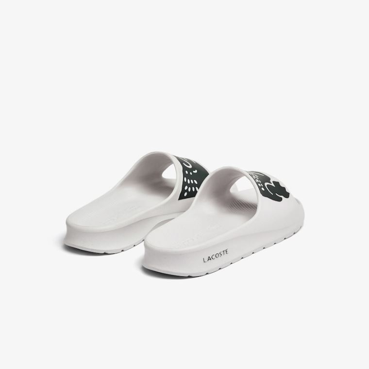 Lacoste Croco 2.0 Syntetisk Slides Hvide Mørkegrøn | YODv7Mvh