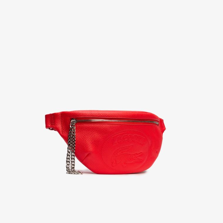 Lacoste Croco Crew Grained Læder Beltbag Rød | kueURl9y