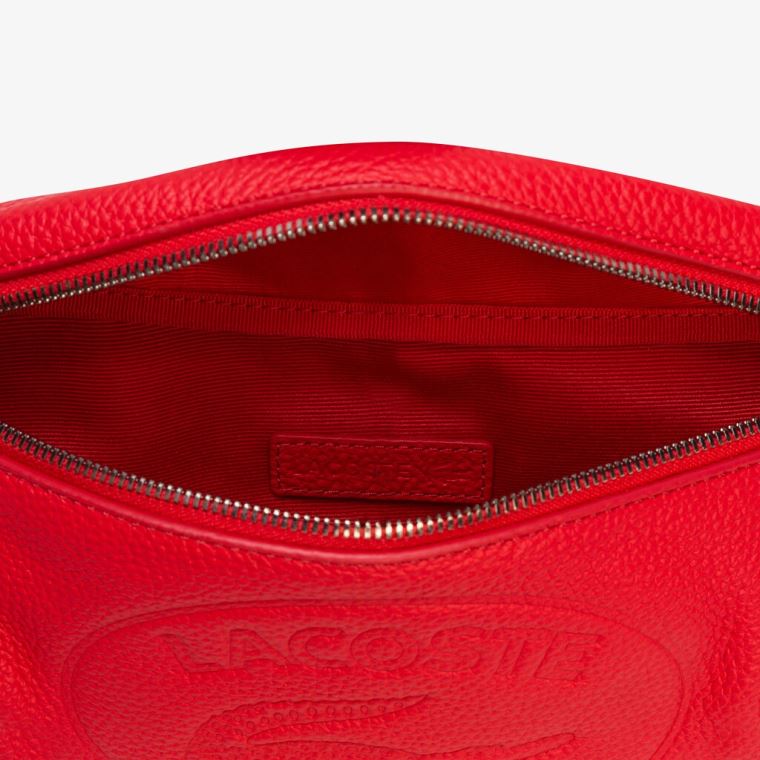 Lacoste Croco Crew Grained Læder Beltbag Rød | kueURl9y