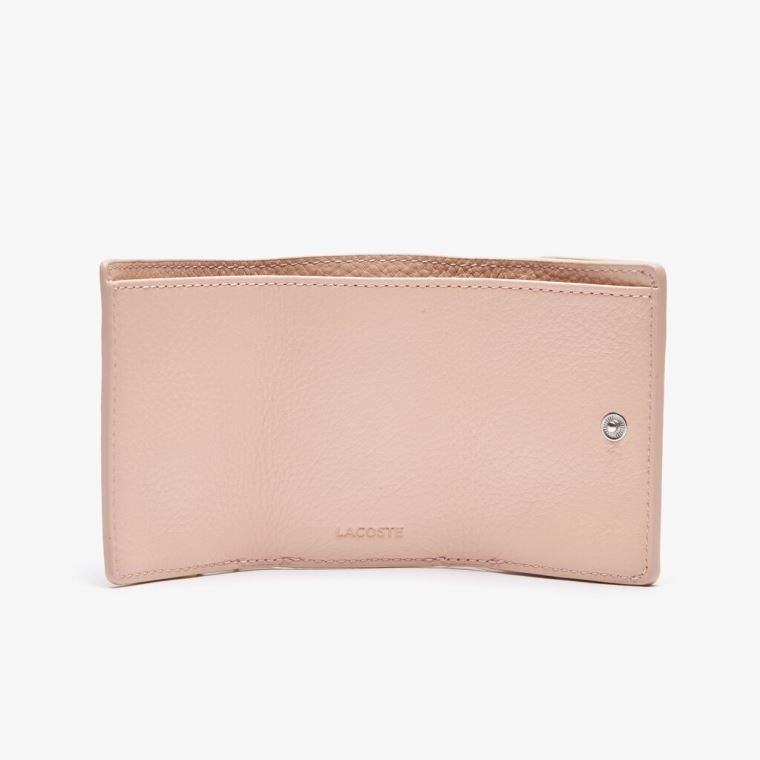 Lacoste Croco Crew Grained Læder Zip Wallet Lyserød | 2i7hwkwt