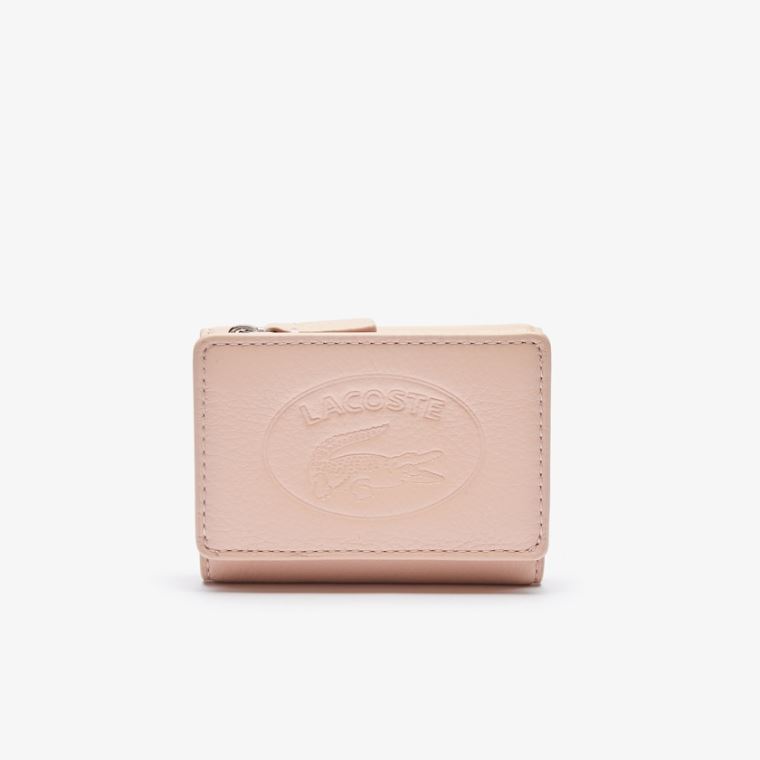 Lacoste Croco Crew Grained Læder Zip Wallet Lyserød | 2i7hwkwt