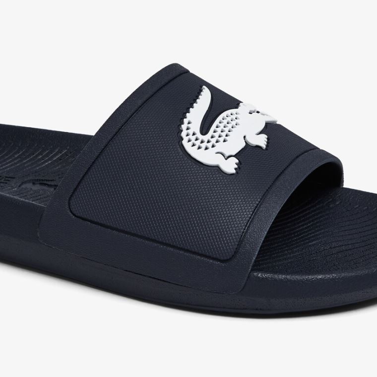 Lacoste Croco Syntetisk Slides Mørkeblå Hvide | hQkXaYte