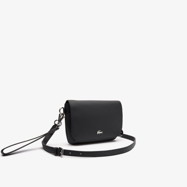 Lacoste Daily Classic Coated Piqué Canvas Flap Shoulder Bag Sort | 8Lfi93gH