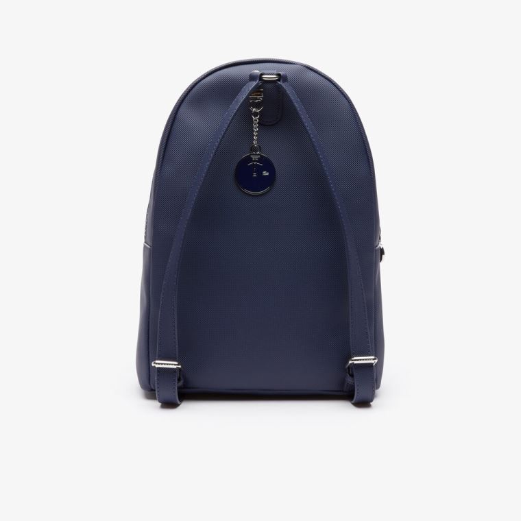 Lacoste Daily Classic Coated Piqué Canvas Backpack Mørkeblå | 9cp8Dw5J