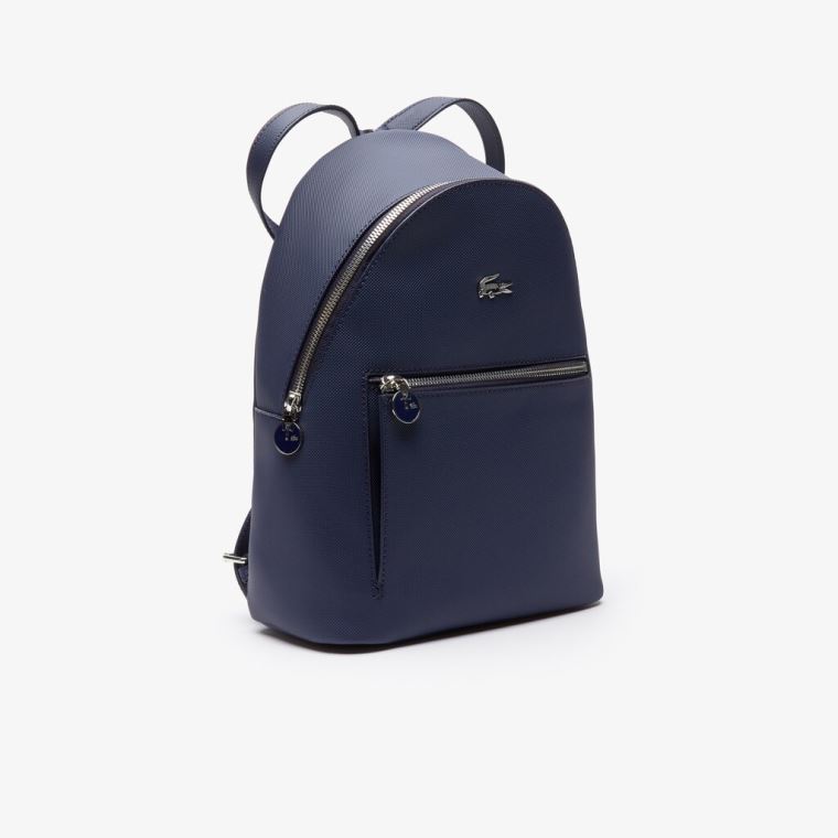 Lacoste Daily Classic Coated Piqué Canvas Backpack Mørkeblå | 9cp8Dw5J