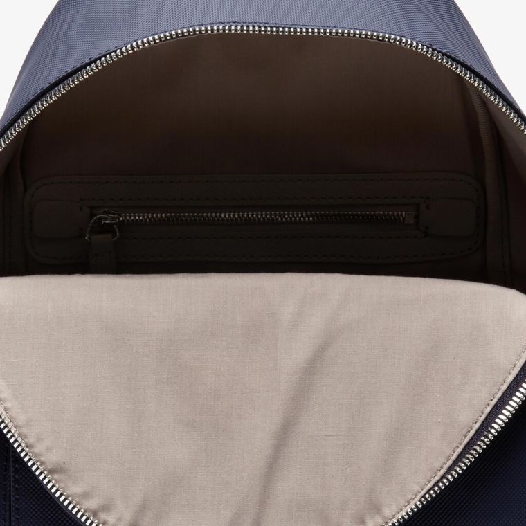 Lacoste Daily Classic Coated Piqué Canvas Backpack Mørkeblå | 9cp8Dw5J