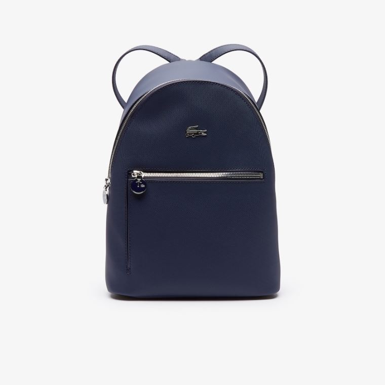 Lacoste Daily Classic Coated Piqué Canvas Backpack Mørkeblå | 9cp8Dw5J