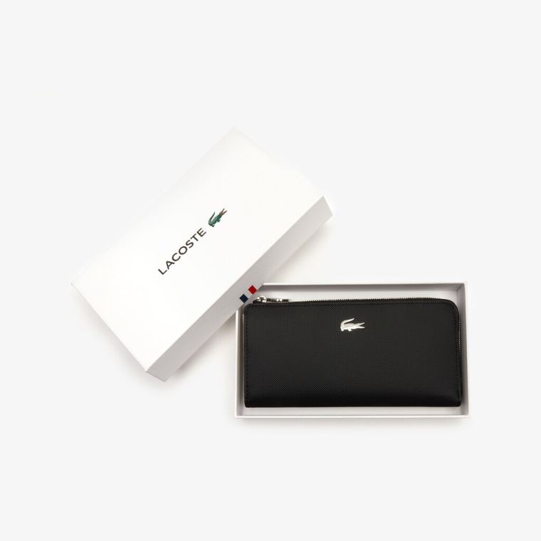 Lacoste Daily Classic Coated Piqué Canvas 10 Card Zip Wallet Sort | EZMByN59