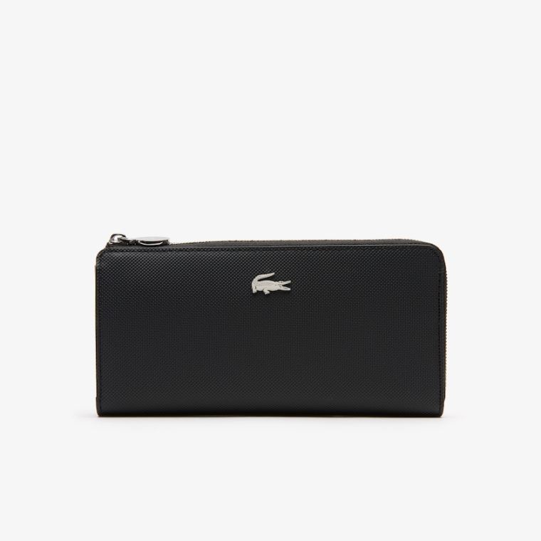 Lacoste Daily Classic Coated Piqué Canvas 10 Card Zip Wallet Sort | EZMByN59